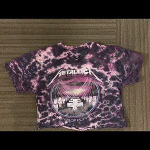 Acid wash cropped metallic shirt